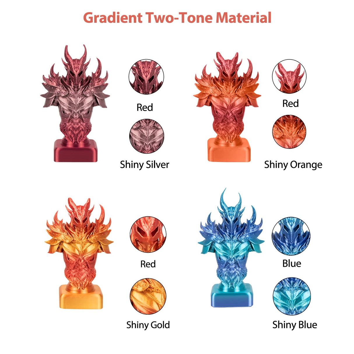 iSANGHU 4Packs Gradient Silk PLA 3D Printer Filament Bundle, Multicolor Changing 1.75 PLA Filament Bundle with Silk Shiny Surface, 3D Printing Filament for Most 3D Printers 250G/0.55lb*4 Sets iSANGHU