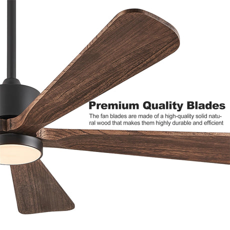 BOOSANT 52 Inch Ceiling Fan with Lights, 5 Blade Ceiling Fan with Remote Control, 5 Reversible Solid Wood Blades, 6-Speed Noiseless flush mount, Modern Ceiling Fan for Indoor Outdoor Patios Bedroom BOOSANT
