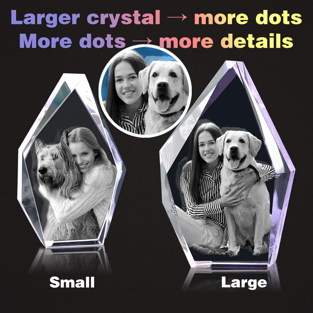zeiniyio Personalized Dog Memorial Gifts, Custom Pet 3D Crystal Photo,Pet Memorial,3D Engraved Crystal Keepsake Gift, Dog Photo Frame,Personalized Gift for Birthday zeiniyio