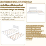 MERITLINE Full Size Bed Frame with Headboard,Wood Full Bed with Adjustable Trundle Bed, Extendable Bed Frame to 2 Beds for Kids Teens Adults (White) MERITLINE