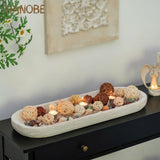 Hanobe Decorative Bowl Large Wooden: 25.5" Long Wood Dough Bowls for Decor Coffee Table Centerpiece Tray White Washed Farmhouse Rustic Decorations for Dining Room Home Kitchen Fireplace Hanobe