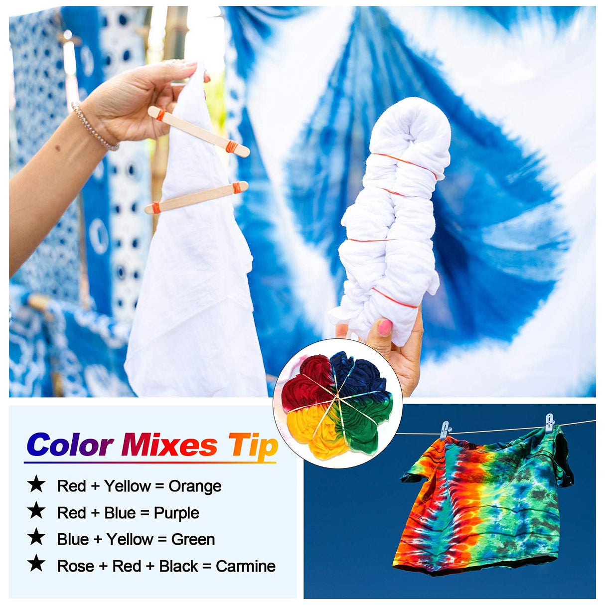 Large Tie Dye Kit for Kids and Adults - 239 Pack Permanent Tie Dye Kits for Clothing Craft Fabric Textile Party Group Handmade Project (Dye up to 60 Medium Adults T-Shirts!) YRYM HT