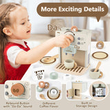 Airlab Toy Coffee Maker for Kids Wooden Kitchen Accessories Pretend Play Toddler Coffee Playset for Girls Boys Ages 3 4 5 Years Birthday Gifts Airlab