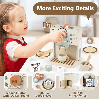 Airlab Toy Coffee Maker for Kids Wooden Kitchen Accessories Pretend Play Toddler Coffee Playset for Girls Boys Ages 3 4 5 Years Birthday Gifts