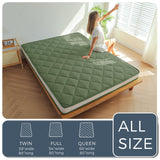 MAXYOYO 6" Extra Thick Futon Mattress Floor Mattress, Queen Size Diamond Pattern Mattress Pad Tatami Pad Japanese Floor Mattress for Adults Floor Bed Roll Up Mattress Guest Mattress, Green MAXYOYO