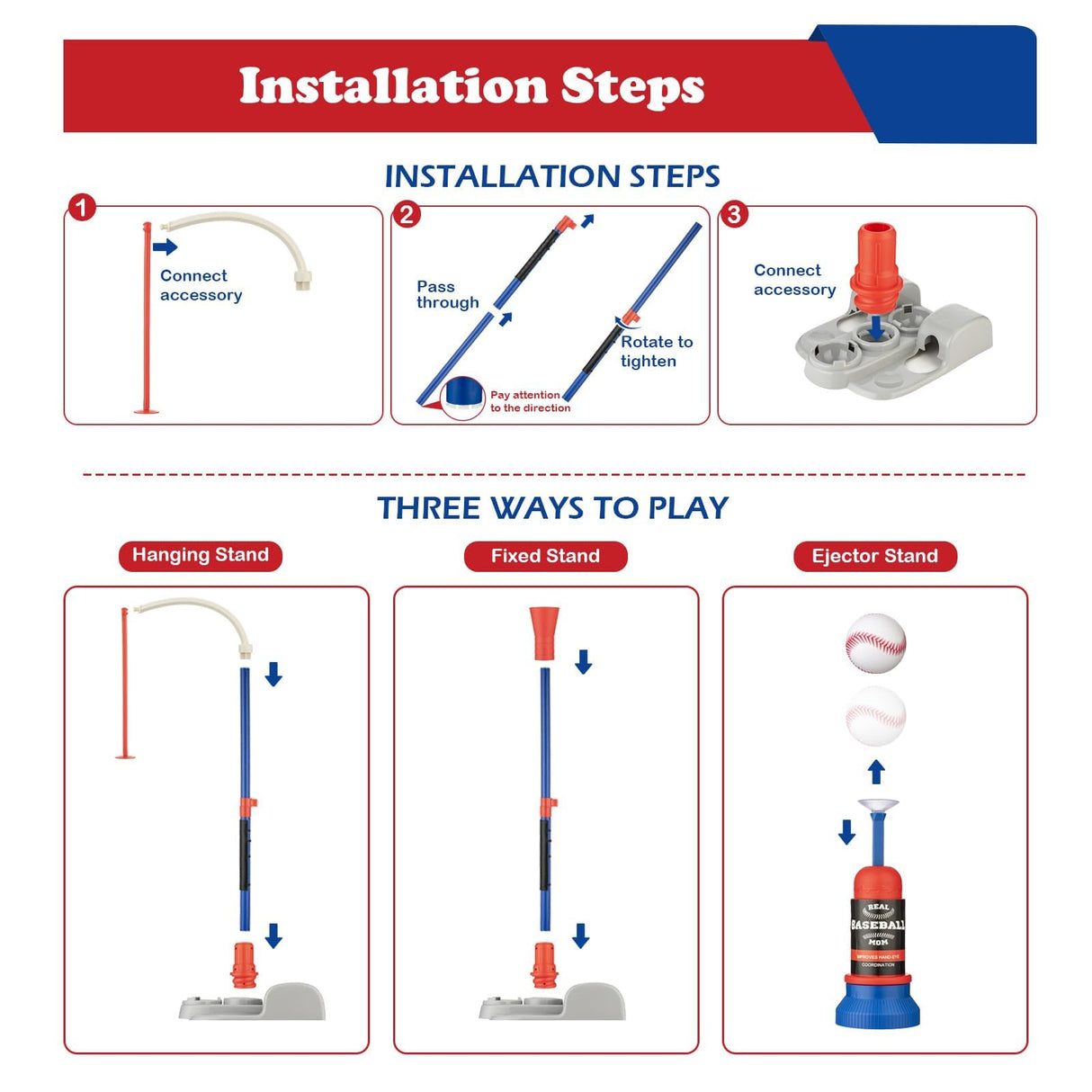 VROGTIK Toys Toddler Tball Set 3-5 Kids Toy Gift for 5-7 Year Old Boy Outdoor Sports Playground Sets for Backyards VROGTIK