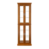 Lighted Display Cabinet,Glass Curio Cabinet with Lights & Adjustable Shelves,Curio Display Cabinet with Wood Frame,Corner Cabinet for Kitchen,Living Room,Office(Free Standing,light bulb not include) YiaFurio