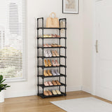 LANTEFUL Tall Shoe Rack 8 Tiers, 16-20 Pairs Shoe and Boots Organizer Storage Sturdy Shoe Shelf, Narrow Vertical Shoe Rack for Entryway, Closet, Metal Shoe Organizer with 5 Hooks LANTEFUL