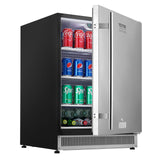 VEVOR Outdoor Refrigerator, 24-inch Undercounter Fridge, 185QT/175 Cans Built-in Beverage Cooler with 304 Stainless Steel Reversible Door, for Home Kitchen Commercial Use, Black VEVOR