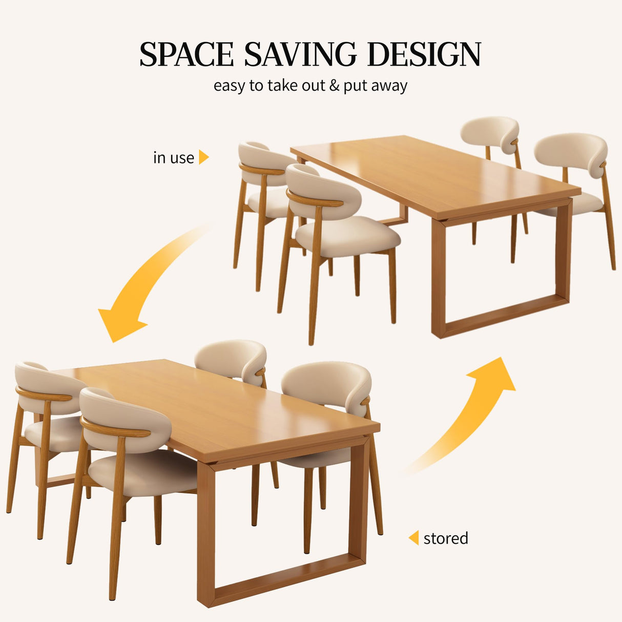 JCAJCA Kitchen Dining Chairs Set of 4 Modern Upholstered Leather Farmhouse Dining Room Chair with Metal Legs, Burlywood/Khaki JCAJCA