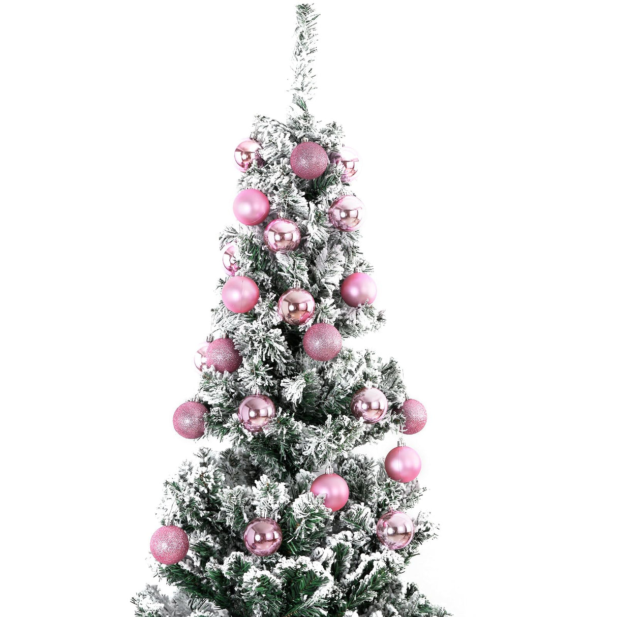 Emopeak 24Pcs Christmas Balls Ornaments for Xmas Tree - 2.5 Inch Shatterproof Christmas Tree Decorations Hanging Ball for Holiday Wedding Party Decoration Pink Emopeak