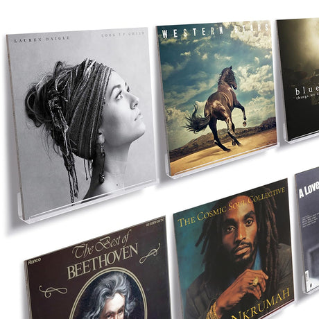 NIUBEE Clear Vinyl Record Shelf Wall Mount 6 Pack,Acrylic Album Record Holder Display Your Daily LP Listening in Office Home NIUBEE