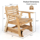 HAPPYGRILL Wood Patio Rocking Glider Chair, Outdoor Glider Chair with Hidden Cup Holder, Ergonomic Fir Wood Rocker for Front Porch Backyard Balcony HAPPYGRILL