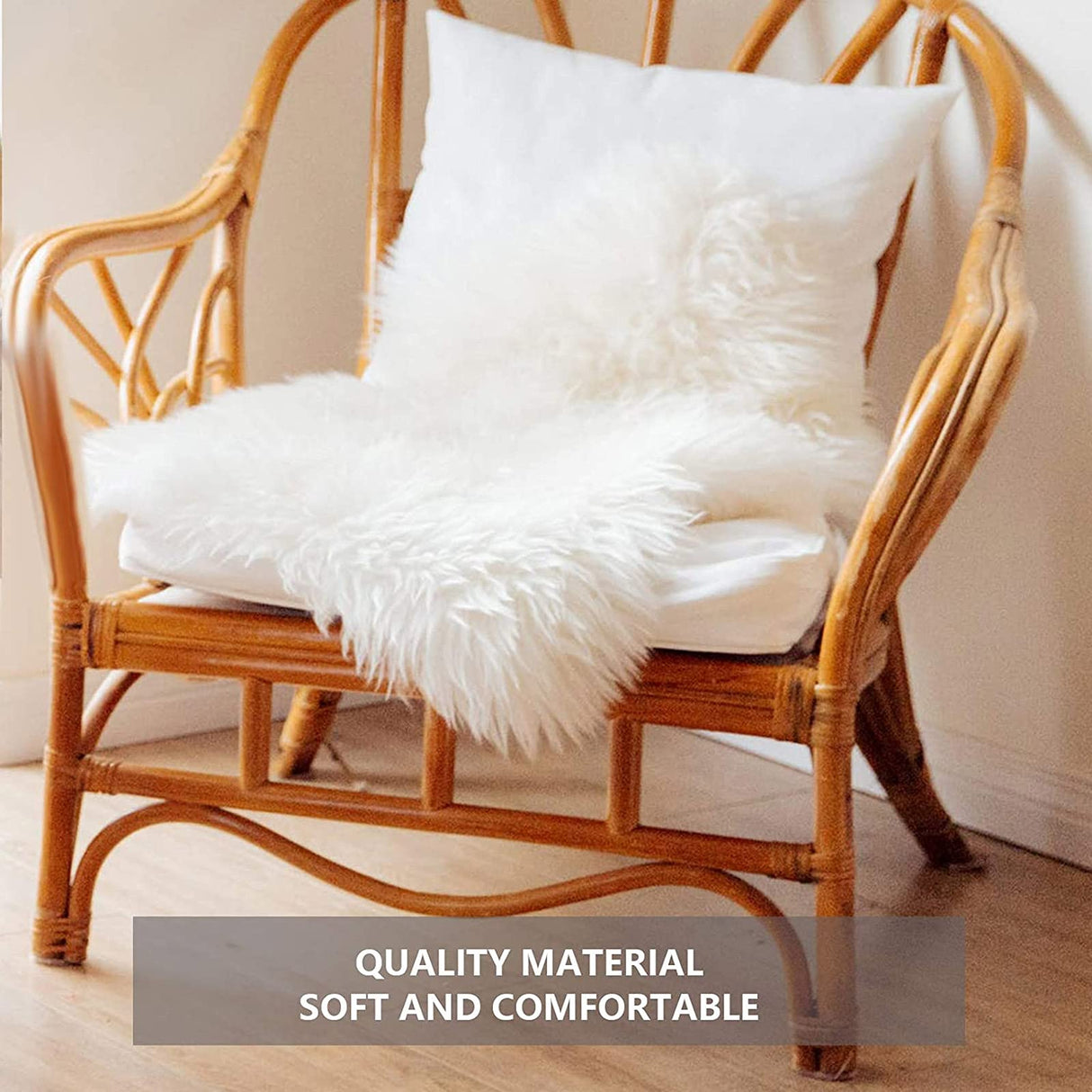 4 Pieces Faux Fox Fur Square Fabric Shaggy Fur Patches Fabric Cuts Chair Cover Seat Cushion Pad for DIY Craft(Khaki, White, Black, Gray) Tatuo