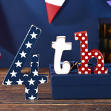 Simgoing 3 Pcs 4th of July Table Decoration Patriotic Wood Letter Memorial Day Wooden Sign Tiered Tray Decor Red White and Blue Decorations for Independence Day Farmhouse Table Home Tabletop Bookshelf Simgoing