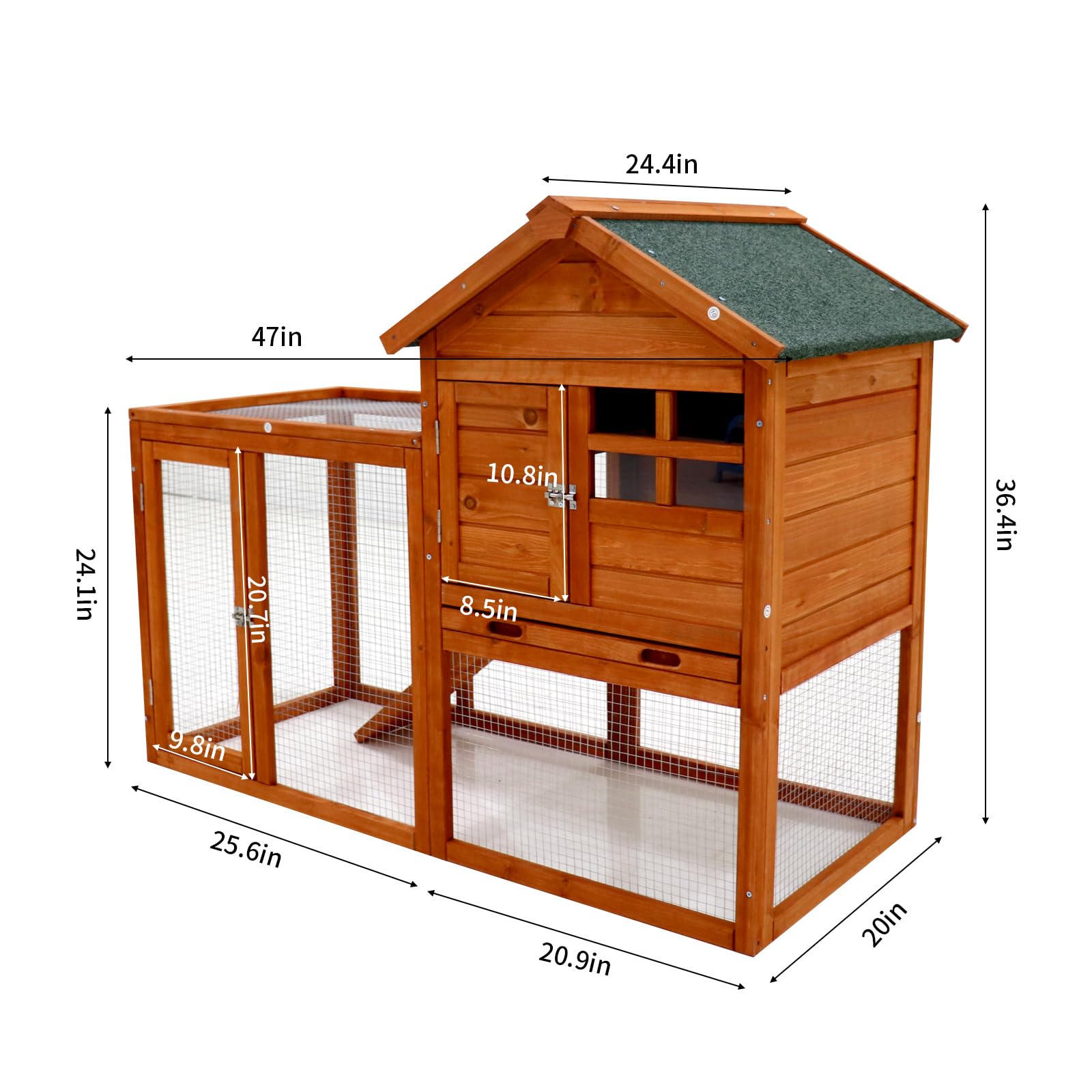 Fuhomtre Pets Coop Super Strength Natural Solid Wood Rabbit Hutch Pet House Chicken Nesting Box (47.8”L X 24.4”W X 36.3”H) Natural One Size - WoodArtSupply