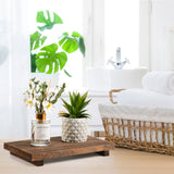 2 Pcs Wood Pedestal Stand Riser Wood Riser Soap Stand for Bathroom Wood Farmhouse Soap Tray for Home Kitchen Counter Table Decor Bottles Plant Jewelry Candles Guest Display (Old Brown) Tiamon