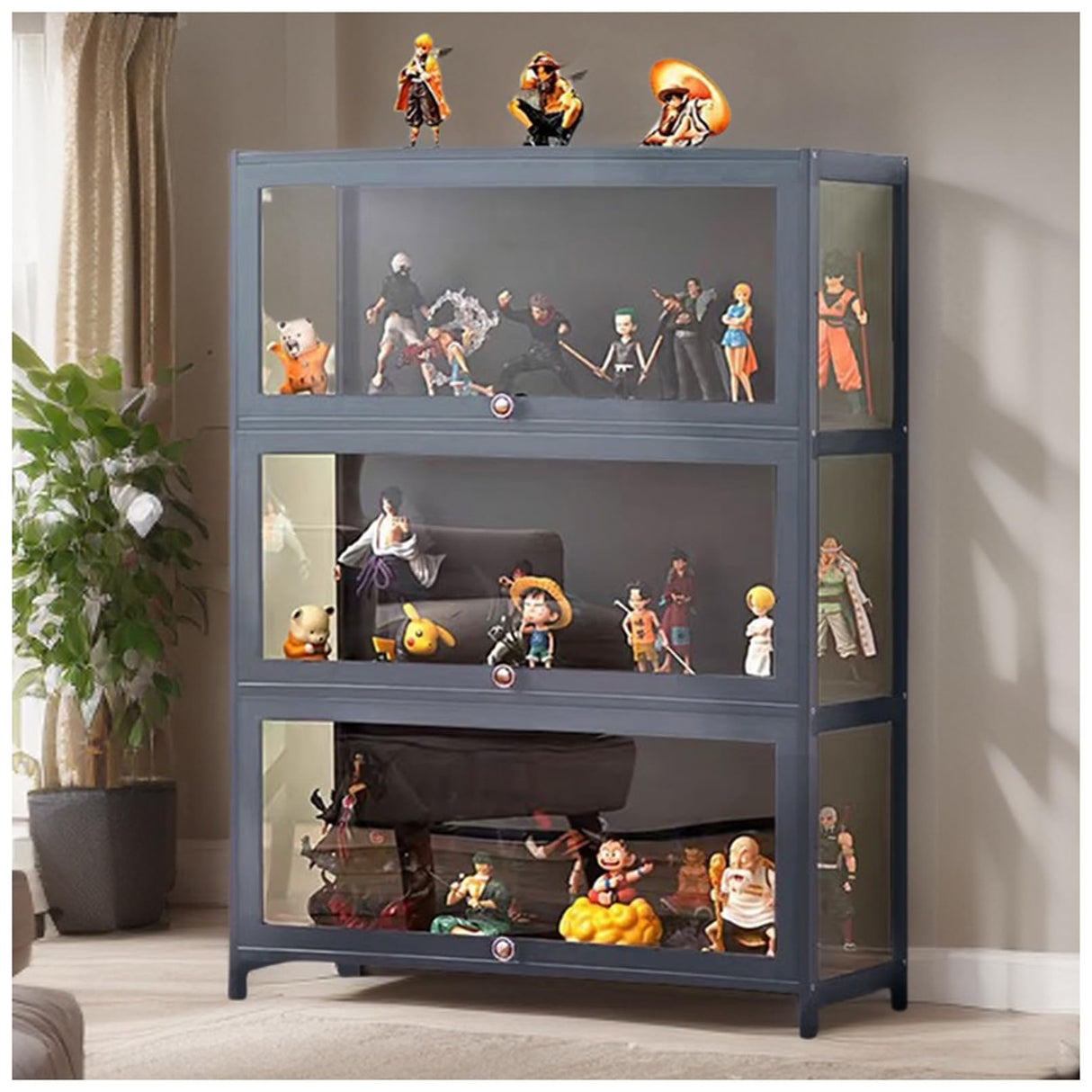 Display Cabinet Curio Cabinet with Acrylic Doors, Figures and Curio Collection Display Case, Floor Standing Clear Showcase for Living Room Bedroom,Gray,L31.5xW12.6xH41.7in Generic