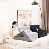 Tiita Folding Sofa Bed Couch,Single Size Foldable Futon Chair Bed with Pillow, Folding Sleeper Sofa Chair Bed Floor Mattress for Guest Room, Living Room, Beige Tiita