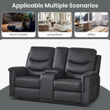 Consofa Reclining Loveseat with Console, Manual Loveseat Recliner Sofa, Wall Hugger Double Reclining Loveseat with Side Pockets & Cup Holders for Living Room, Office, Home Theater Consofa