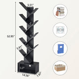 Tajsoon 9-Tier Black Tree Bookshelf with Drawer – Modern Home Storage Solution Tajsoon