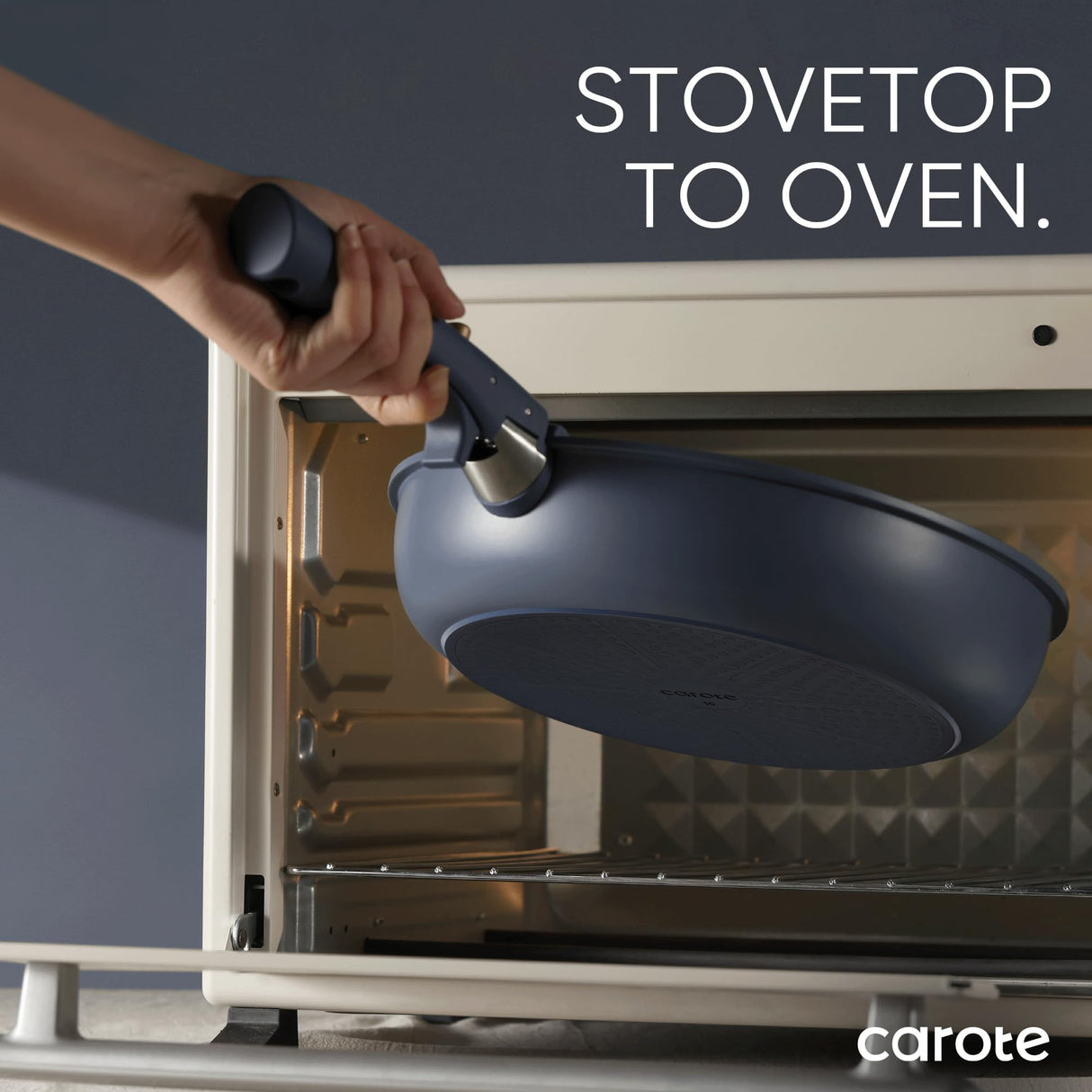 CAROTE 19pcs Pots and Pans Set, Nonstick Cookware Set Detachable Handle, Induction Kitchen Cookware Sets Non Stick with Removable Handle, RV Cookware Set, Gold and Blue CAROTE