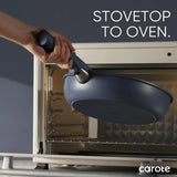 CAROTE 19pcs Pots and Pans Set, Nonstick Cookware Set Detachable Handle, Induction Kitchen Cookware Sets Non Stick with Removable Handle, RV Cookware Set, Gold and Blue CAROTE