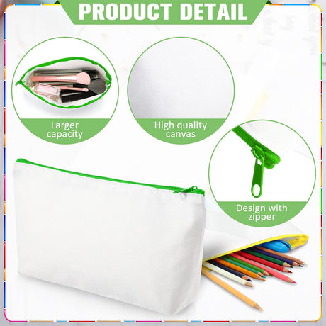 30 Pieces Makeup Bags in Bulk Canvas Pencil Bag Travel Cosmetic Bags Blank DIY Craft Bag Canvas Pen Case Pencil Pouch Makeup Pouch Canvas Zipper Pouch Bags for Girls Teens (9.84 x 5.11 x 1.96 Inches) Saintrygo