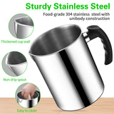 ABK Candle Making Pouring Pot, 1800ml/60oz Double Boiler Wax Melting Pot, 304 Stainless Steel Candle Making Pitcher with Heat-Resistant Handle and Dripless Pouring Spout Design,1Pc Spoon ABK