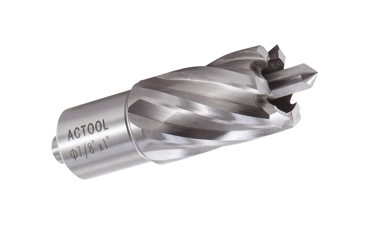 ACTOOL 7/8" Diameter × 1" Depth of Cut HSS ANNULAR Cutter with 3/4'' Weldon Shank ACTOOL
