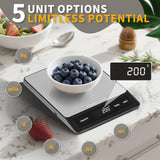 Food Scale - Rechargeable Digital Kitchen Scale 33lb, 1g/0.05oz Precision, Type-C, Stainless Steel, Grams/Ounces, LCD Display, for Cooking/Baking/Meal Prep (Ash Silver) FISHCLOUD