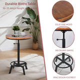 BOKKOLIK Farmhouse Bar Table 30-35.4inch Height Adjustable Rustic Bistro Pub Table for Kitchen Coffee House Vintage Cocktail Table Swivel Wooden Top BOKKOLIK