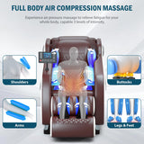 AVSAMOQ Massage Chair Full Body, Zero Gravity Massage Chair Recliner with Air Pressure, 8 Fixed Massage Rollers, Heating, Foot Roller, Bluetooth Speaker, for Home Office Men Women (Brown) AVSAMOQ