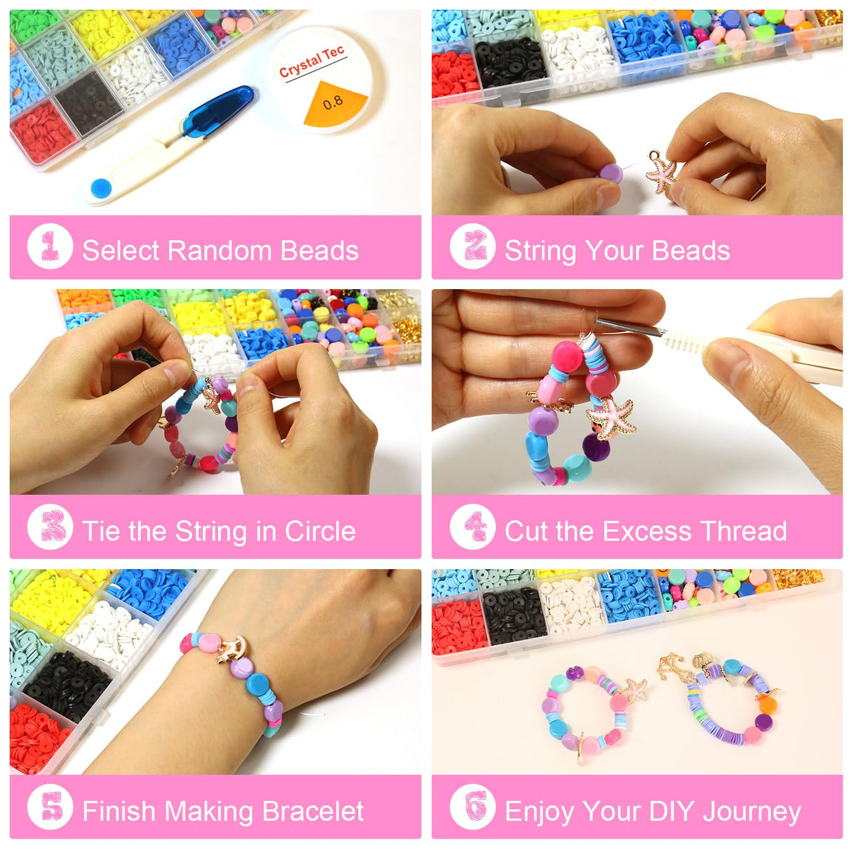 UHIBROS 5815 Pcs Clay Beads Bracelet Making Kit with Pretty Pendant Charms, Jewelry Making Kit for Girls 8-12, Polymer Letter Heishi Beads , Gifts for Girls NANQUAN