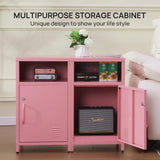 ALBAD Compact Metal Nightstand with Lockable Cabinet and Open Shelf, Modern Bedside Table, Versatile Side Table for Bedroom, Living Room, or Office ALBAD