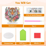 GHHKUD Tabletop Diamond Art Tiger Kits for Adults Kids, DIY Double Sided Animals Desktop Ornaments Special Shaped Rhinestone Stand Up Desk Placements, 5D Gem Gifts Home Decoration GHHKUD