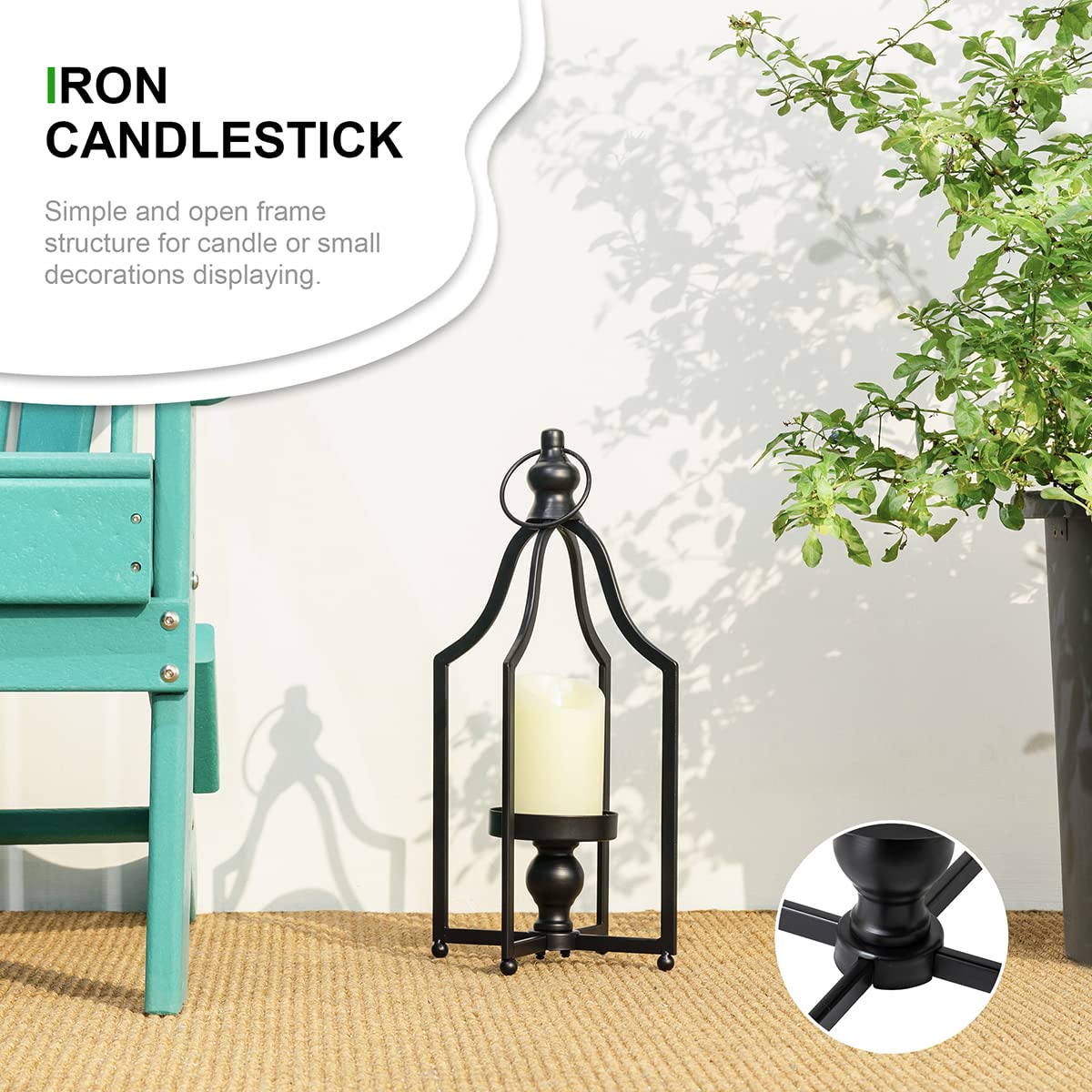 Glitzhome 16.5" H Modern Farmhouse Black Metal Lantern Decorative Hanging Candle Lanterns (Small) Glitzhome