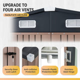 Aoxun 7.4x5.3FT Shed with Floor Galvanized Steel Outdoor Storage Shed Metal Garden Shed with Double Doors, 15mm Moisture-Proof Floor & Ventilation, Sloped Roof for Bike/Generator/Tool Storage (Brown) Aoxun