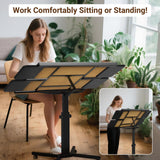 1500 Piece Jigsaw Puzzle Table with Drawers & legs, 28"x35" Large Puzzle Table for Adults, Adjustable height &12 tilt Angle, Wooden Puzzle Board with 4 Drawers & Cover, Birthday Gift for Family（Black） HEBESPACE