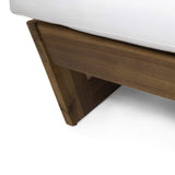 Great Deal Furniture Kaitlyn Outdoor Acacia Wood Loveseat with Cushions, Teak and White GDFStudio