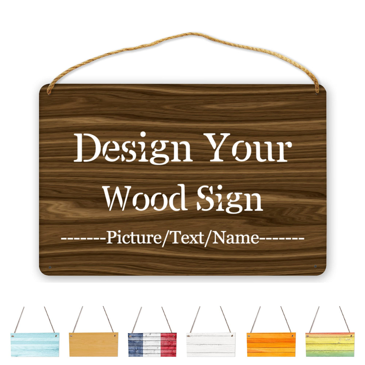 Personalized Wood Board Hanging Door Sign, Custom Welcome Sign Add Your Design, Customized Wall Plaque for Porch, Wall, House, Garden, Yard, Home, Farmhouse, Decor Hanging 11.8x7.8 inch sophiehome