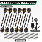 Hanbramo Dart Board, Decorative Dart Board Cabinet Set [12*Soft Tip Darts], Electronic Dart Board - Wooden Cabinet Doors with Integrated Scoreboard for Family Game Rooms [Apricot] Hanbramo