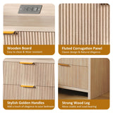 SEPTBOT Fluted Nightstand Set of 2, 23.6" Night Stand with Charging Station,Modern Side Table with 2 Drawers,Bedside Table for Bedroom,Living Room,Natural Oak SEPTBOT