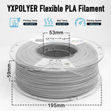YXPOLYER Flexible PLA Food-Grade Soft PLA 3D Printer Filament 1.75mm 1KG for Printing Dog Chew Toys and Highly Elastic Bouncy Airless Basketball Pet Ball, Light Grey yxpolyer