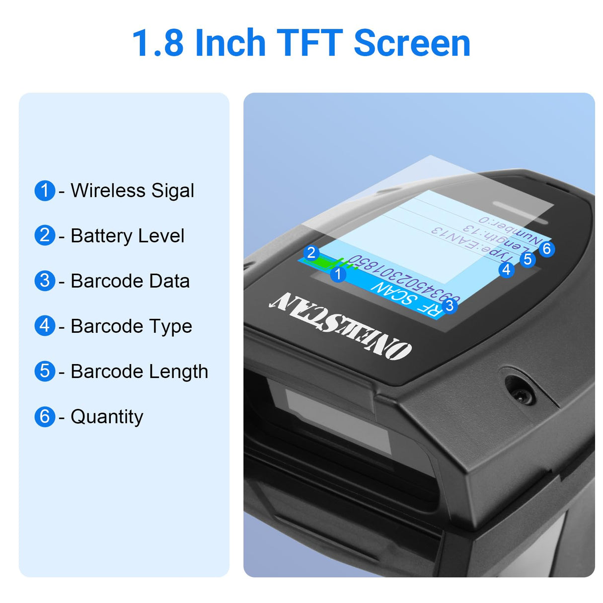 Barcode Scanner Wireless, Onewscan 1D Laser Barcode Reader with Stand 2.4G Wireless & USB Wired Connection 2 in 1 Plug and Play Handheld Bar Code Scaners onewscan
