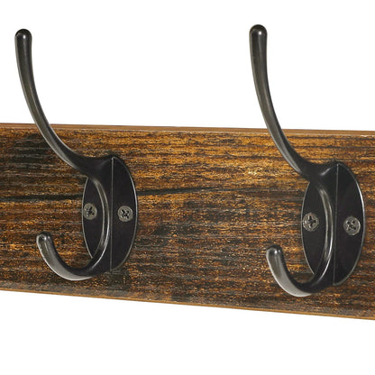 YMYNY Coat Rack Shelf Wall Mounted, Coat Hooks Set of 2, Entryway Coat Hanger with 8 Hooks, 31.5" Wall Floating Shelf with Hat Rack, for Kitchen, Bedroom, Bathroom, Rustic Brown UHWS001H-2 - WoodArtSupply