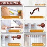 Single Curtain Rod for Windows 28 to 48 Inches(2.3-4ft): 1 inch Diameter Adjustable Curtain Rod, Heavy Duty Curtain Rod with Netted Texture Finials, Size:18-45(Redwood) Ycolnaefllr