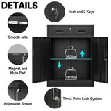 BESFUR Locking Storage Cabinet, Metal Cabinet with Oversized Drawer, Office Storage for Home, Garage, School - Black BESFUR