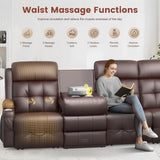 Reclining Sectional Couches for Living Room, L Shaped Large Sectional Reliner Sofa, Faux Leather Couch, Home Theater Seating with Console, Recliner Couch & Sofa Aotolo