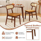 Giantex Wooden Dining Chairs Set of 2, PU Leather Upholstered Kitchen Chairs w/Breathable Mesh Cane Backrest, Rubber Wood Frame, Padded Seat, Farmhouse Armless Side Chairs for Dining Room, Coffee Giantex